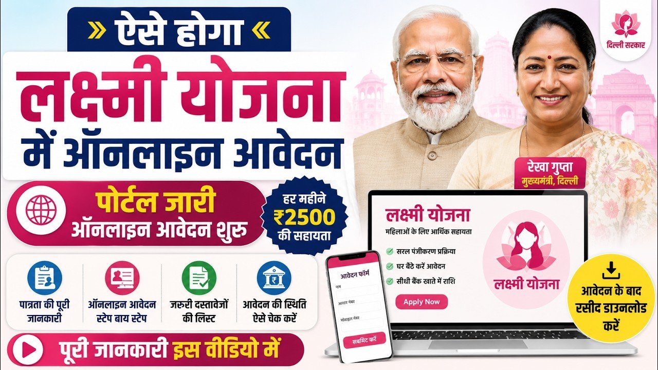 Delhi Laxmi Yojana Online Apply 2026: हर महीने ₹2500 पाने के लिए घर बैठे मोबाइल से ऐसे करें ऑनलाइन आवेदन